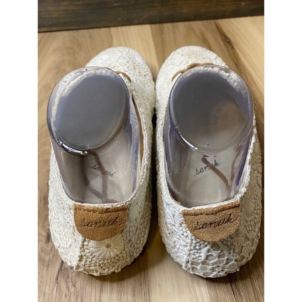 Sanuk Bianca Crochet Lace Shoes Cream Boho Flats Womens 9 - Picture 5 of 8